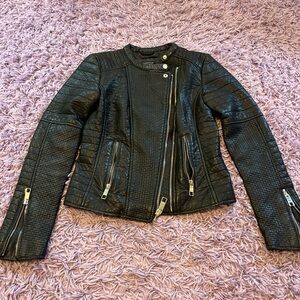 Guess Black Leather Motorcycle Jacket